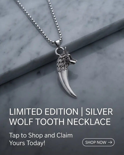 Silver Wolf Tooth Pendant Box Chain
