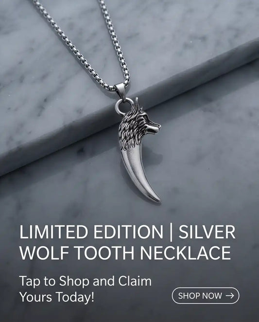Silver Wolf Tooth Pendant Box Chain