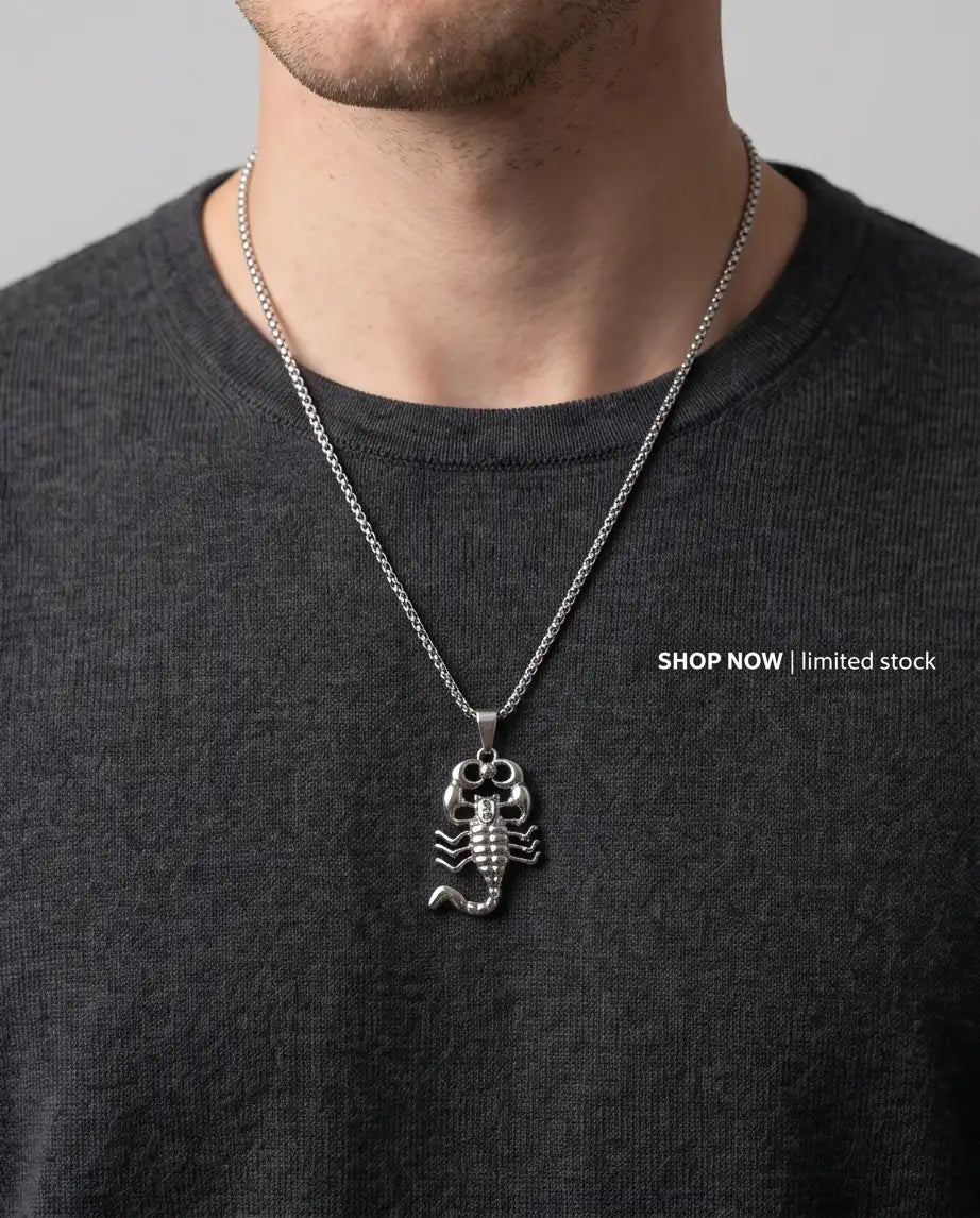 Iced Scorpio Pendant Silver Box Chain Necklace