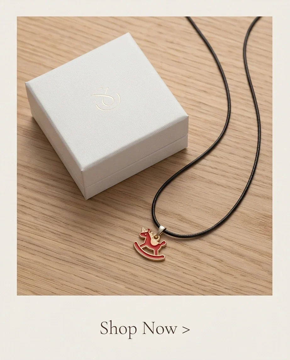 Gold and Red Rocking Horse Necklace