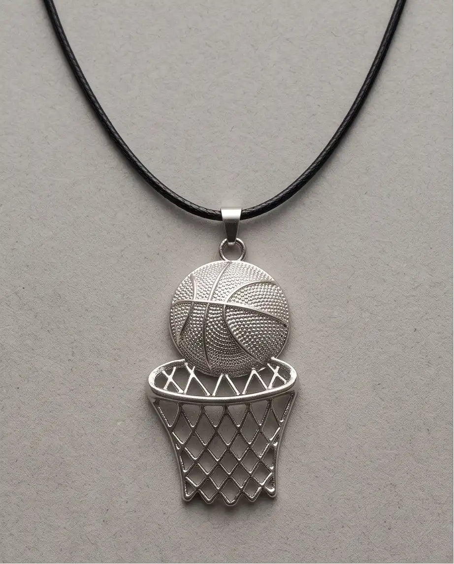 Iced Basketball Hoop Pendant Box Chain