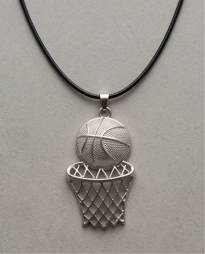 Iced Basketball Hoop Pendant Box Chain