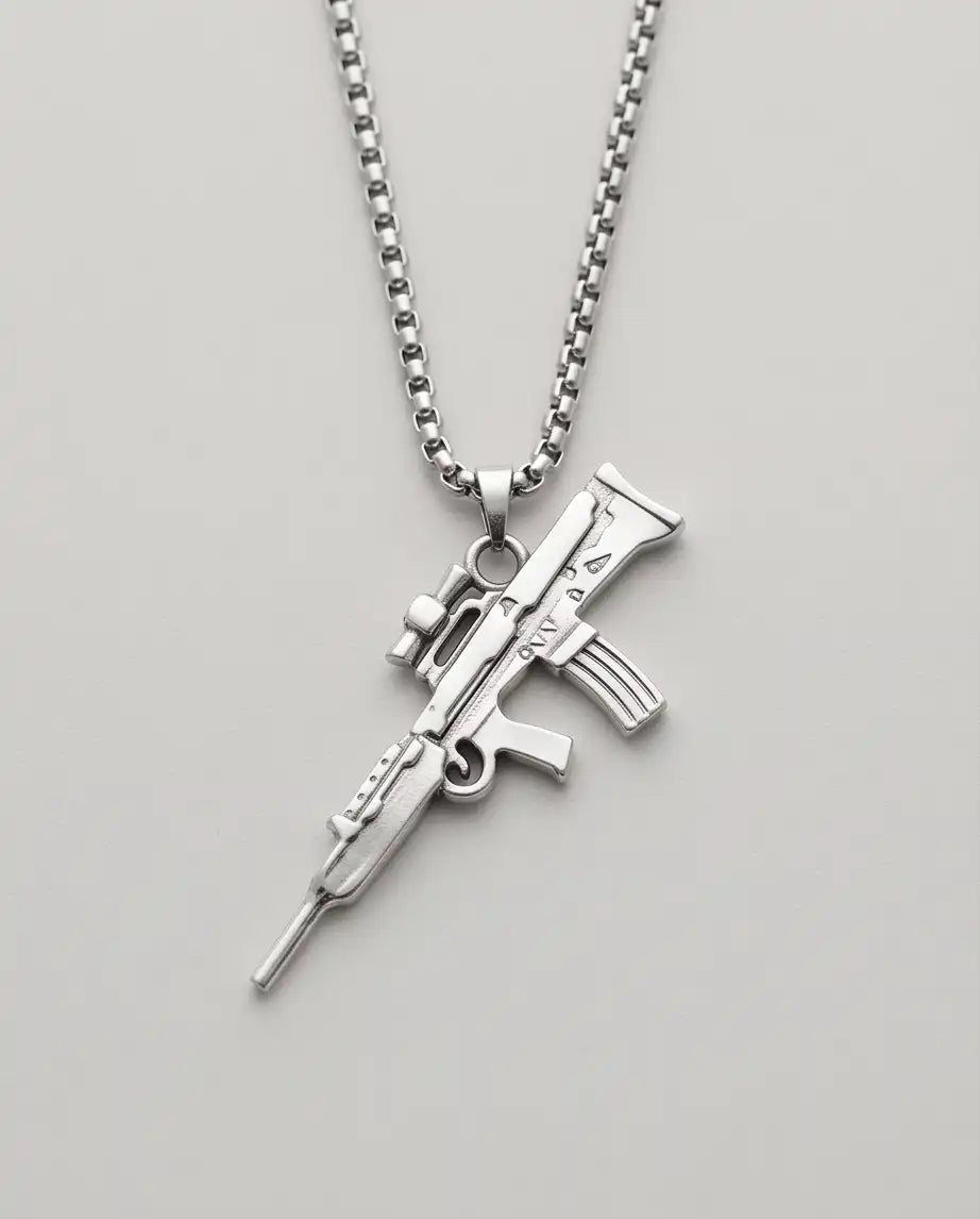 Tactical Sniper Rifle Weapon Pendant Box Chain