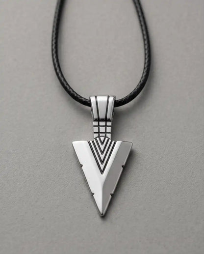 Geometric Arrowhead Pendant Silver Box Chain Necklace