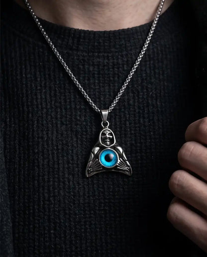 Blue Eye Hooded Reaper Pendant Box Chain