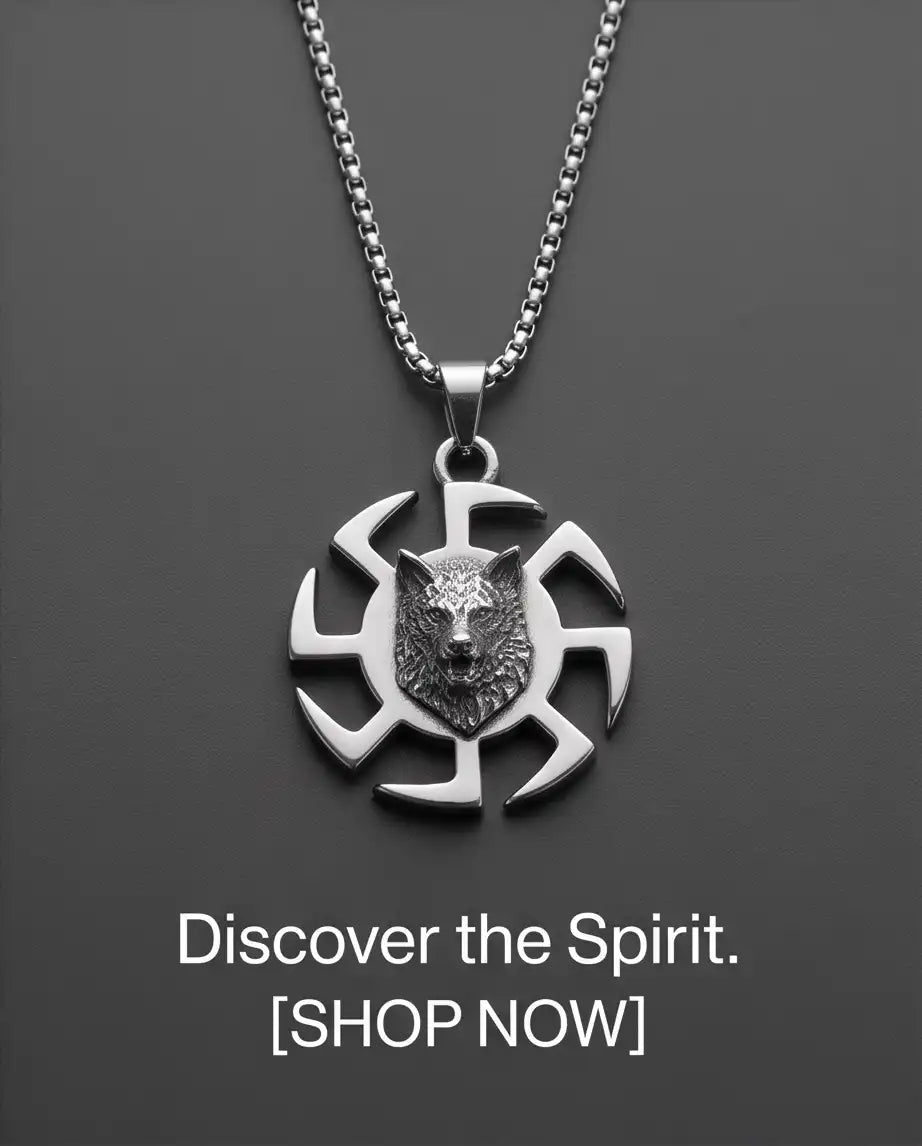 Black Sun Wolf Medallion Pendant Box Chain