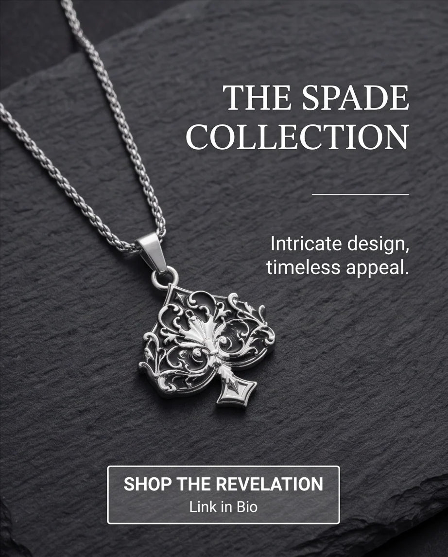 Silver Filigree Ace of Spades Pendant Necklace