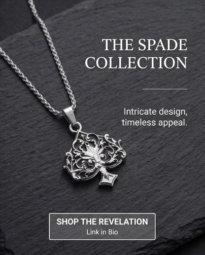 Silver Filigree Ace of Spades Pendant Necklace