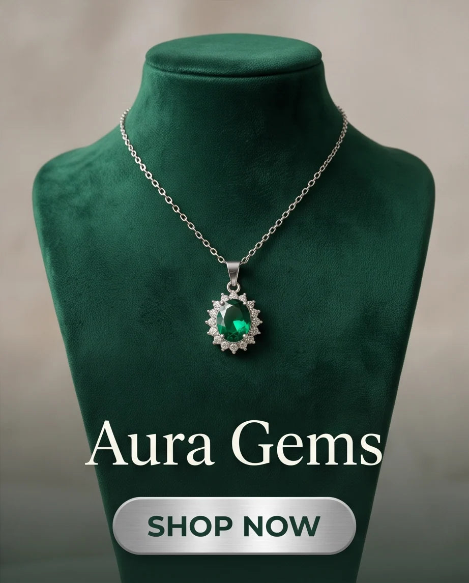 Silver Emerald Green Oval Halo Medallion Pendant Necklace