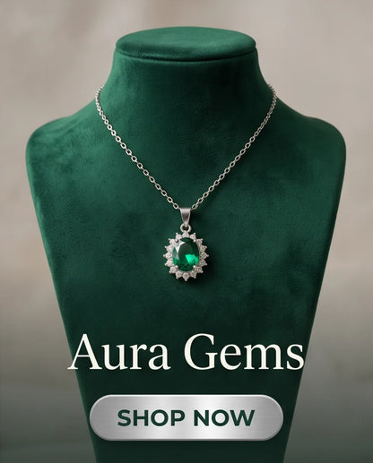 Silver Emerald Green Oval Halo Medallion Pendant Necklace