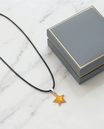 Vibrant Yellow Star Enamel Pendant Necklace