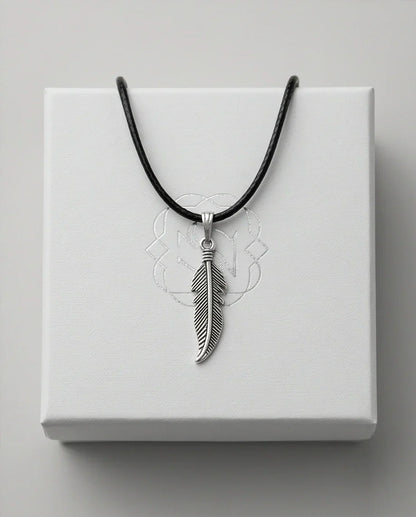 Silver Curved Retro Feather Necklace