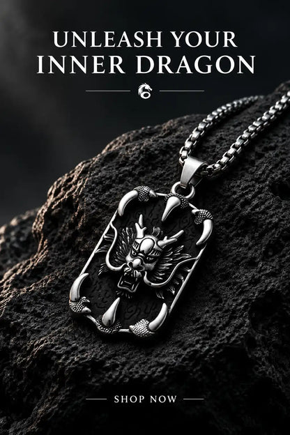 Gothic Dragon Claw Tag Silver Box Chain Necklace