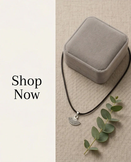 Silver Hand Fan Pendant Necklace