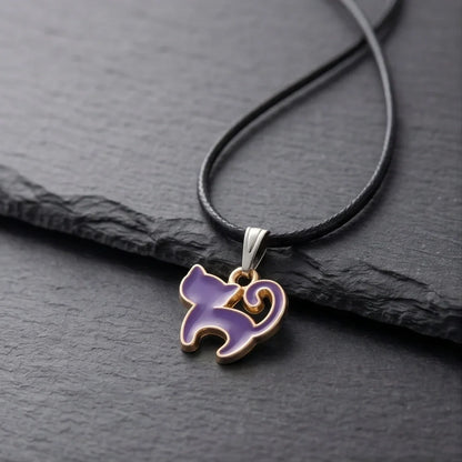 Playful Purple Cat Pendant