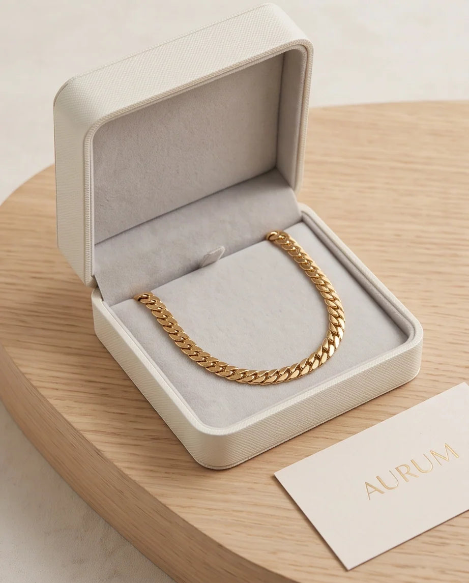 Textured Gold Cuban Link Chain Necklace