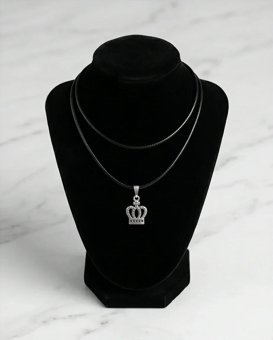 Silver Crown Pendant Necklace