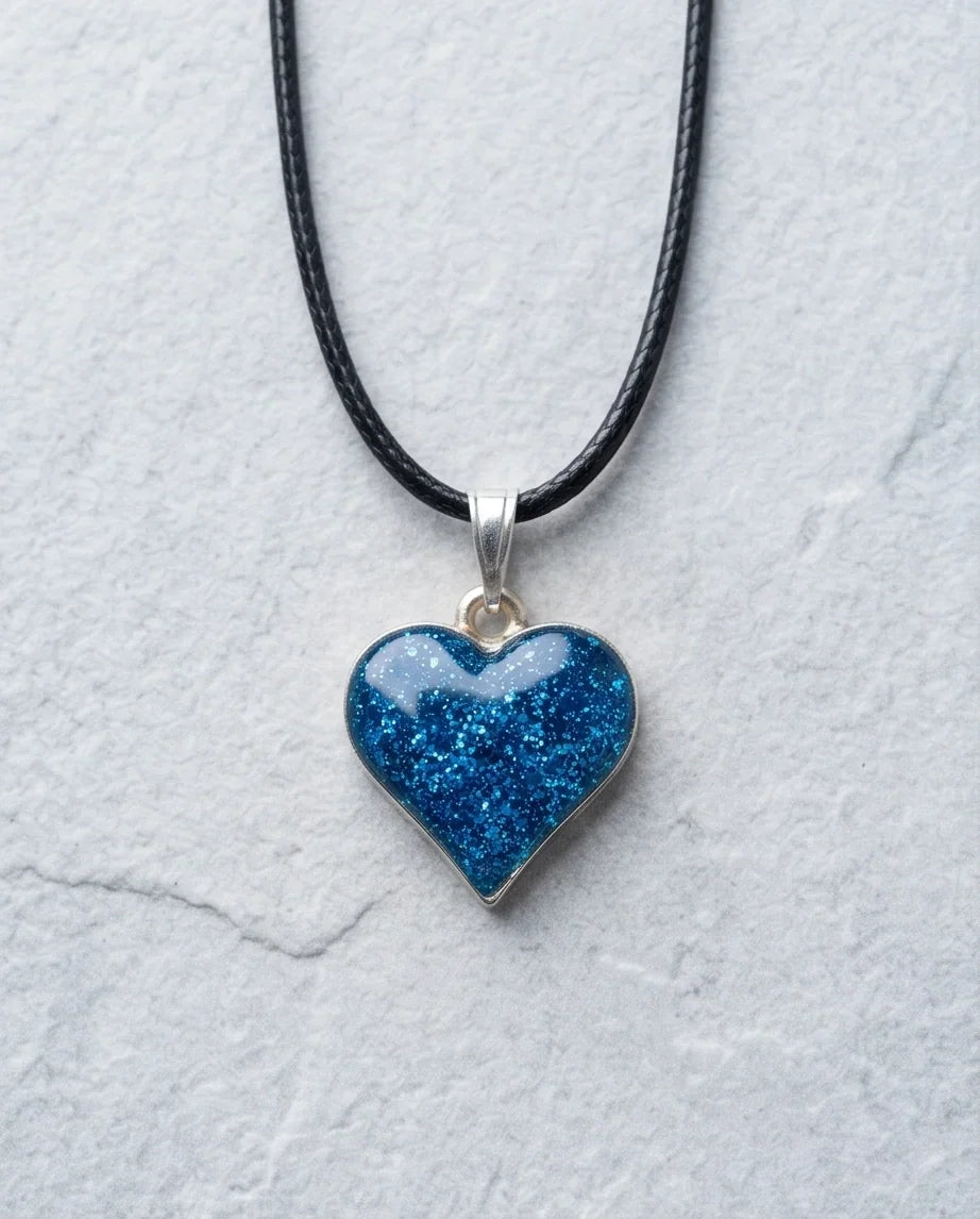 Ocean Sparkle Heart Pendant