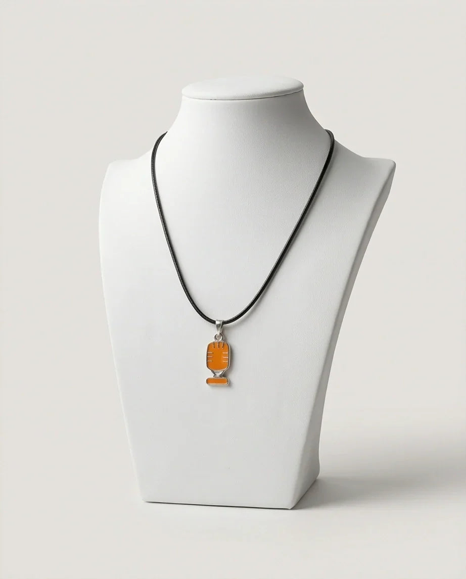 Silver Retro Orange Microphone Necklace