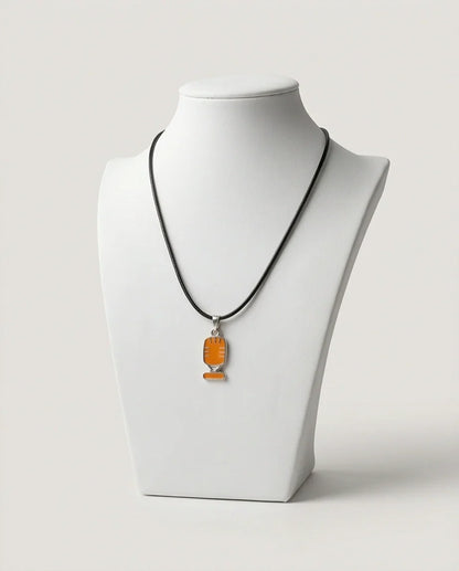 Silver Retro Orange Microphone Necklace