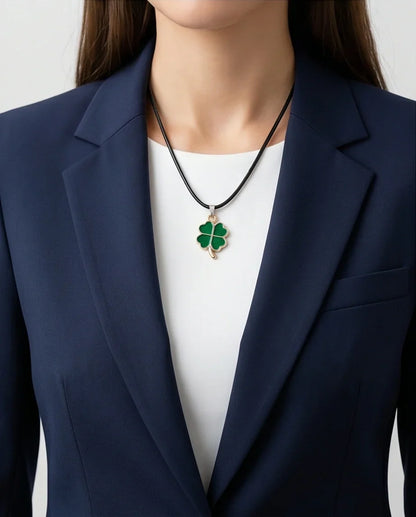 Gold and Green Four-Leaf Clover Necklace