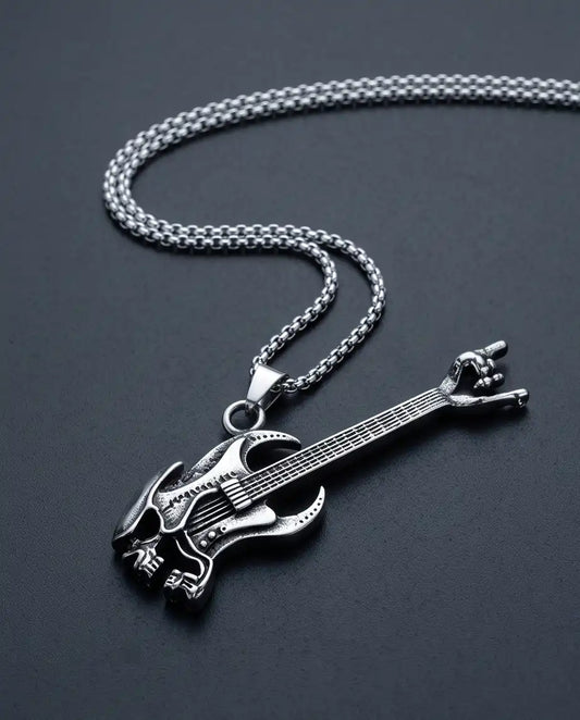 Rock Horns Electric Guitar Pendant Box Chain