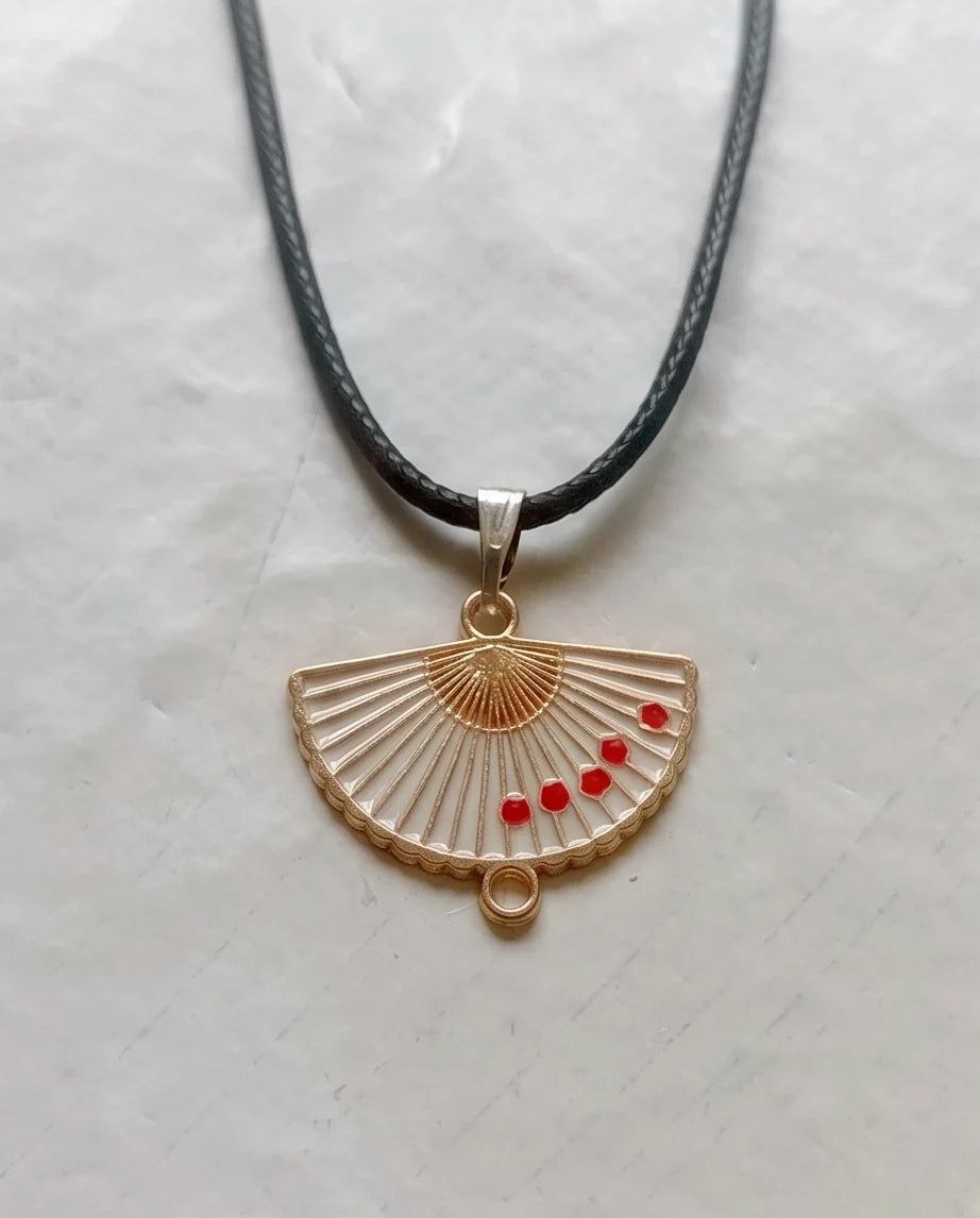 Cherry Blossom Fan Pendant Necklace