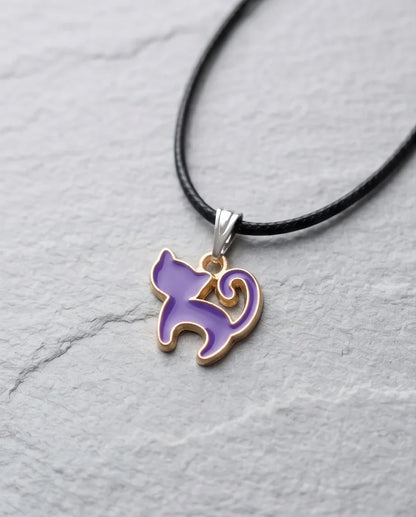 Playful Purple Cat Pendant
