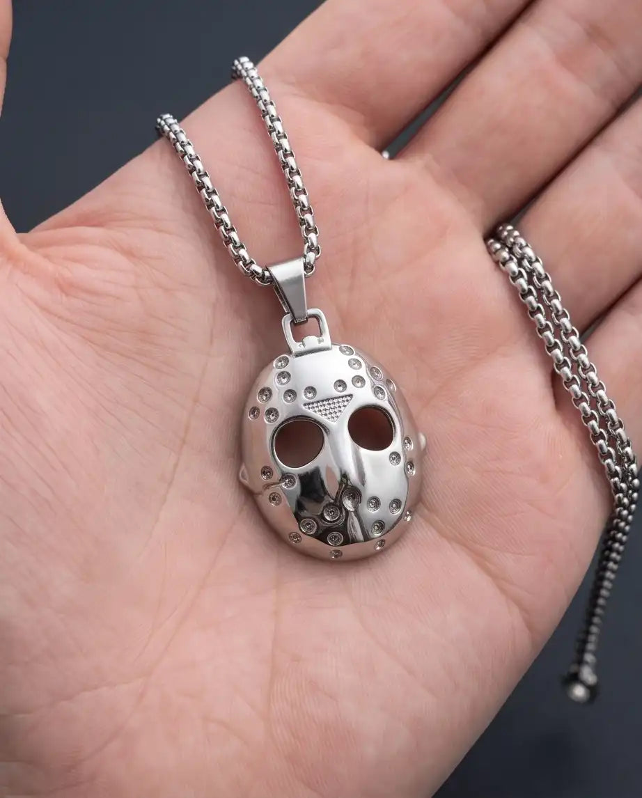 Jason Voorhees Hockey Mask Pendant Box Chain
