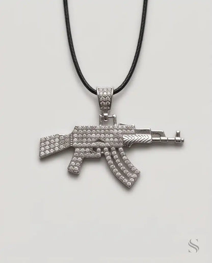 Iced AK-47 Rifle Pendant Box Chain