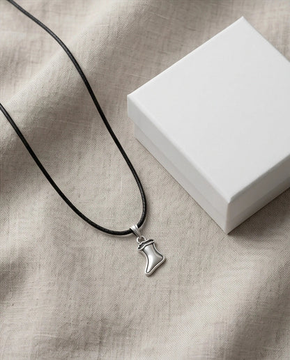 Silver Retro Stocking Pendant Necklace
