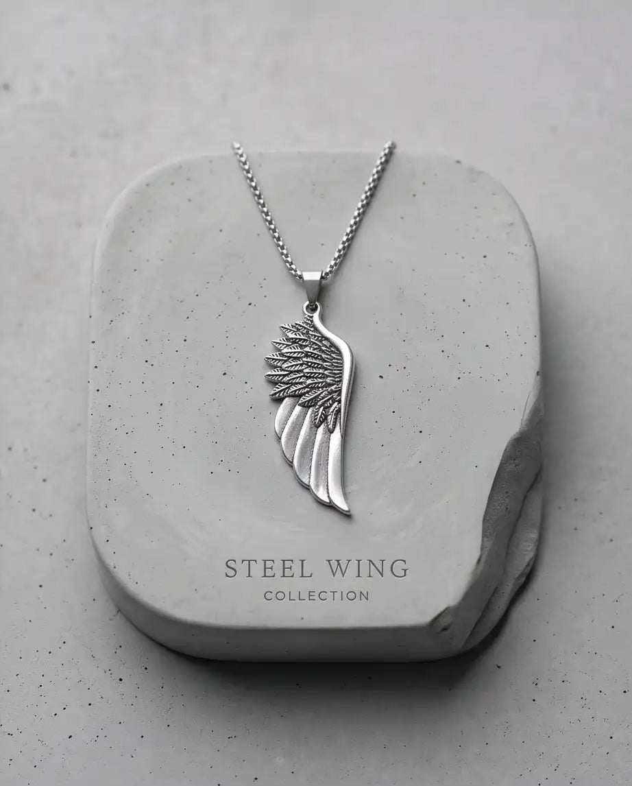 Antiqued Angel Wing Pendant Box Chain