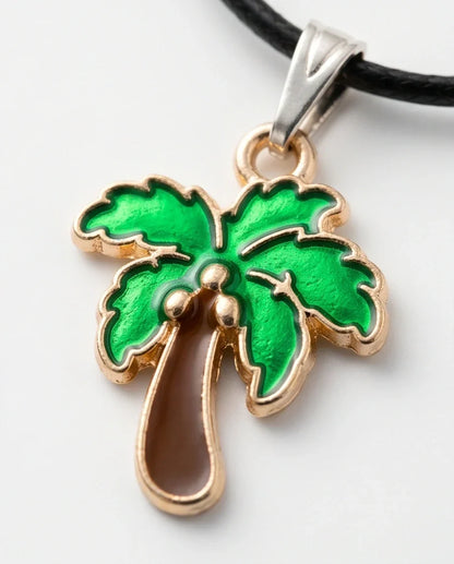 Gold and Green Palm Tree Necklace