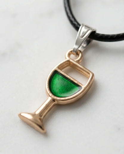 Gold and Green Wine Glass Necklace