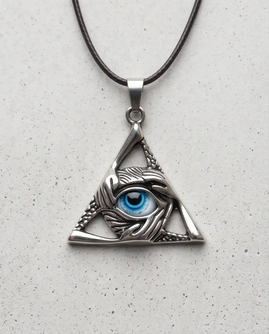 Evil Eye Triangle Pendant Box Chain