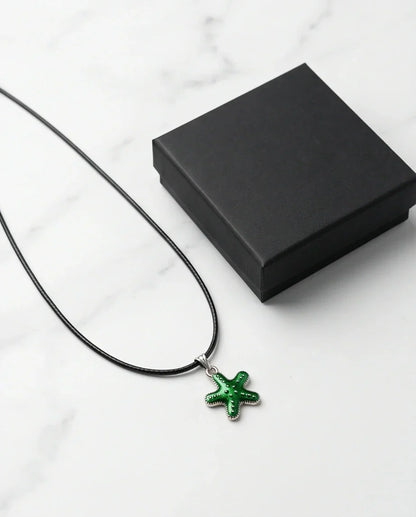 Gold and Green Starfish Pendant Necklace