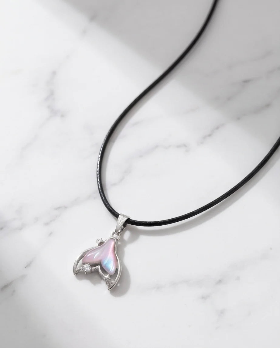Iridescent Mermaid Tail Pendant Necklace