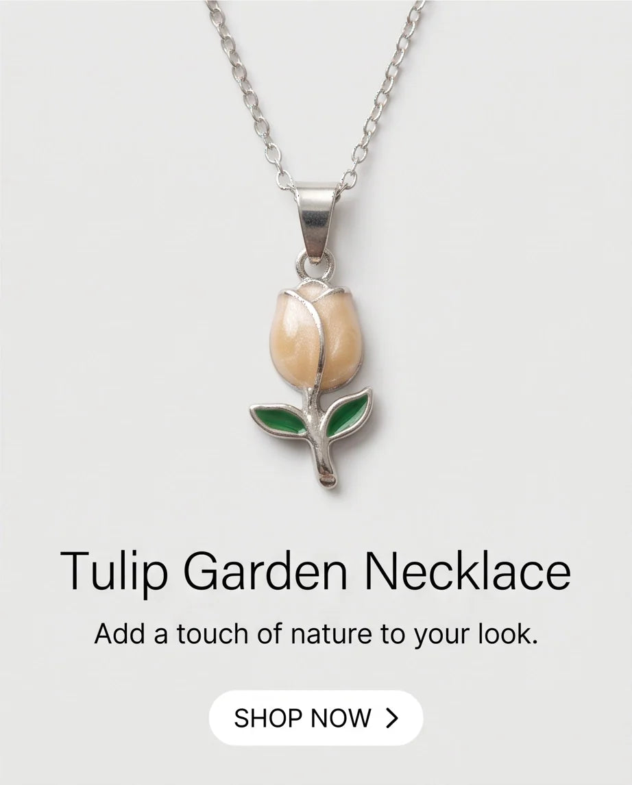 Silver Yellow Enamel Tulip Pendant Necklace