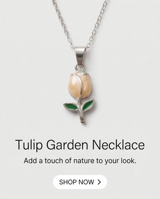 Silver Yellow Enamel Tulip Pendant Necklace
