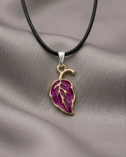 Orchid Purple Botanical Leaf Pendant