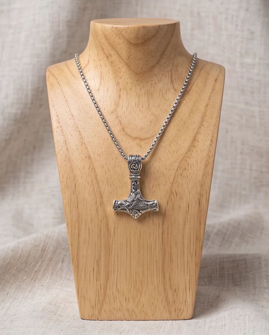 Silver Mjölnir Thor's Hammer Pendant Necklace