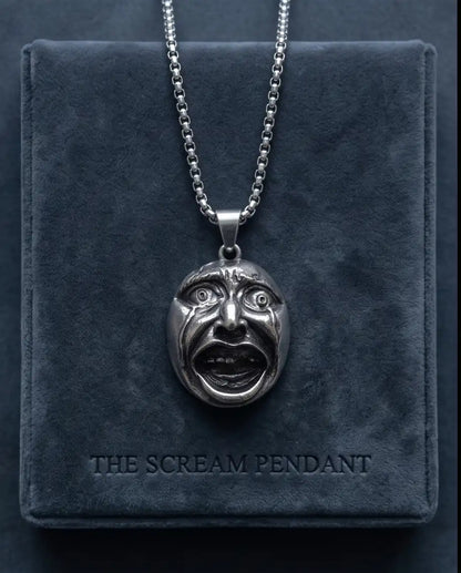Gothic Crying Drama Mask Pendant Box Chain