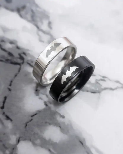 Matching Bat Silhouette Couple Band Rings