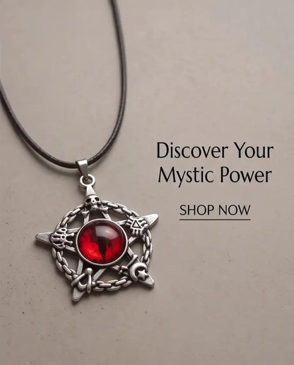 Red Dragon Eye Pentagram Occult Pendant Box Chain