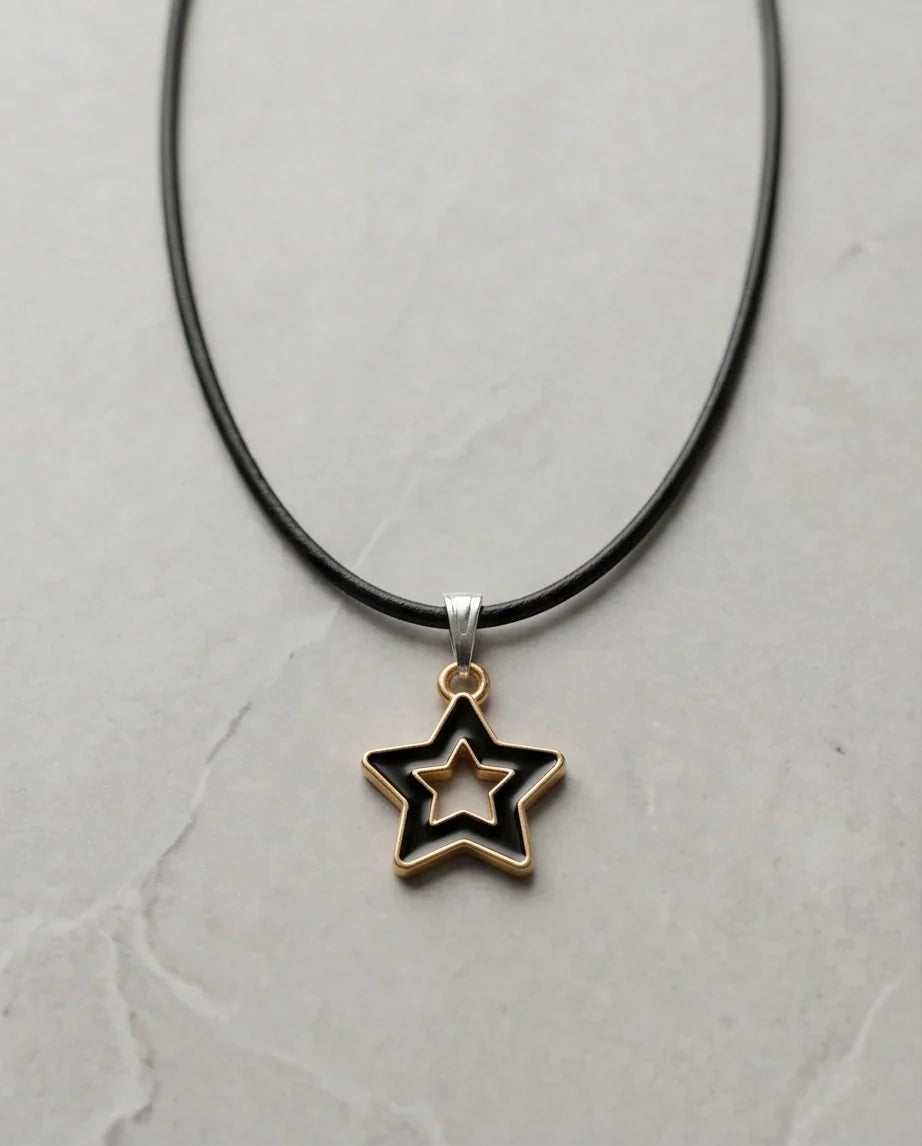 Gold and Black Layered Star Necklace