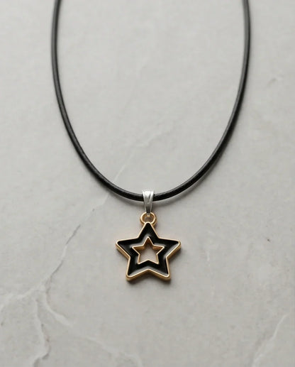 Gold and Black Layered Star Necklace