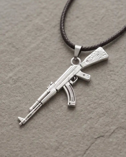 Micro-Pavé CZ Stock Assault Rifle Weapon Pendant Box Chain