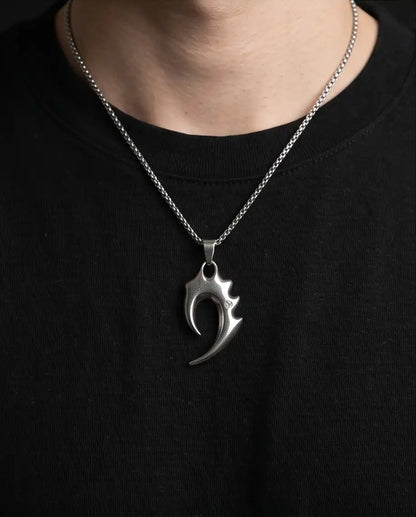 Tribal Claw and CZ Stone Y2K Pendant Box Chain