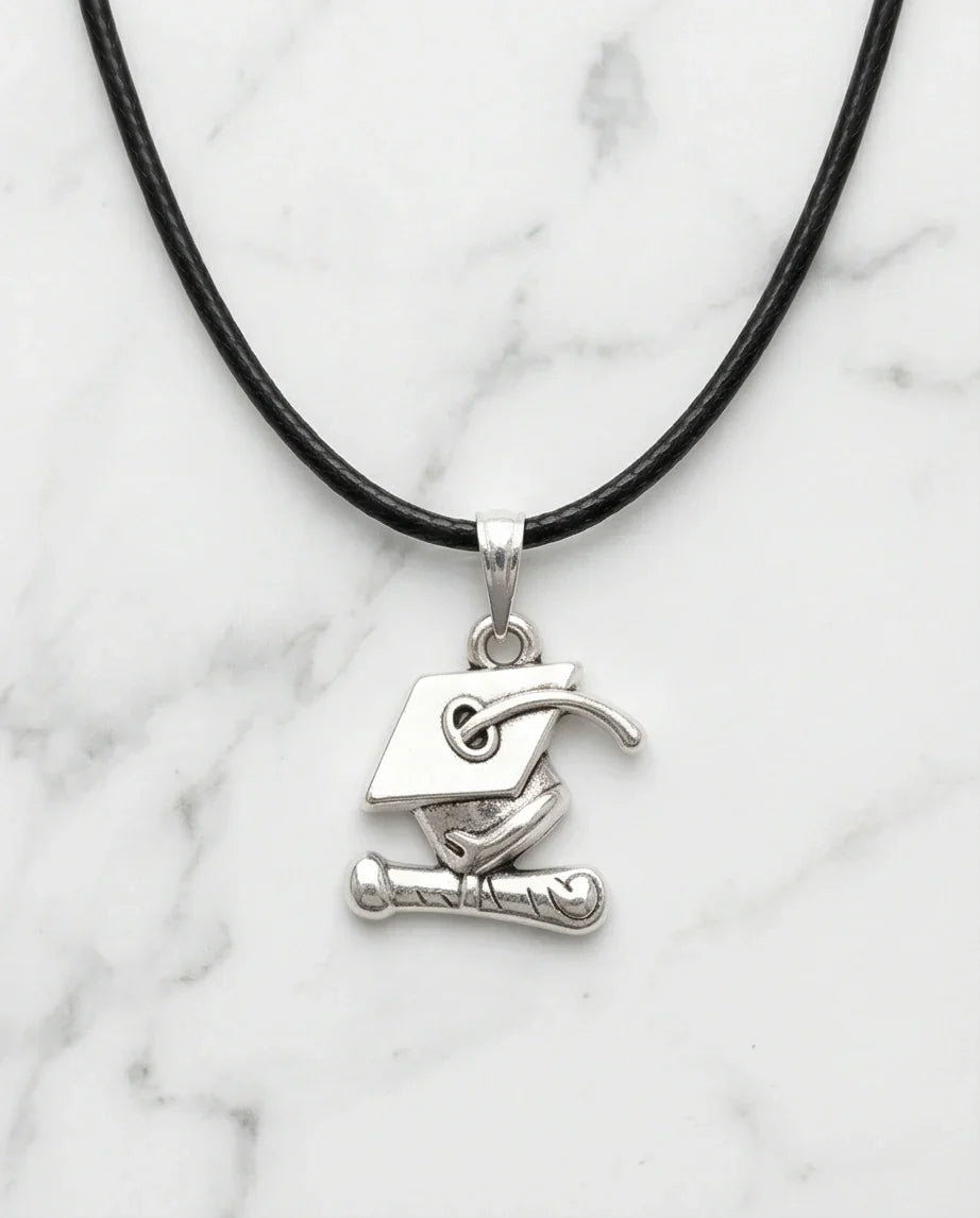 Silver Graduation Cap Pendant Necklace