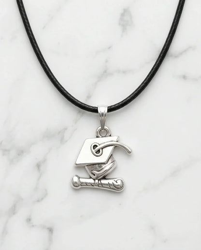 Silver Graduation Cap Pendant Necklace